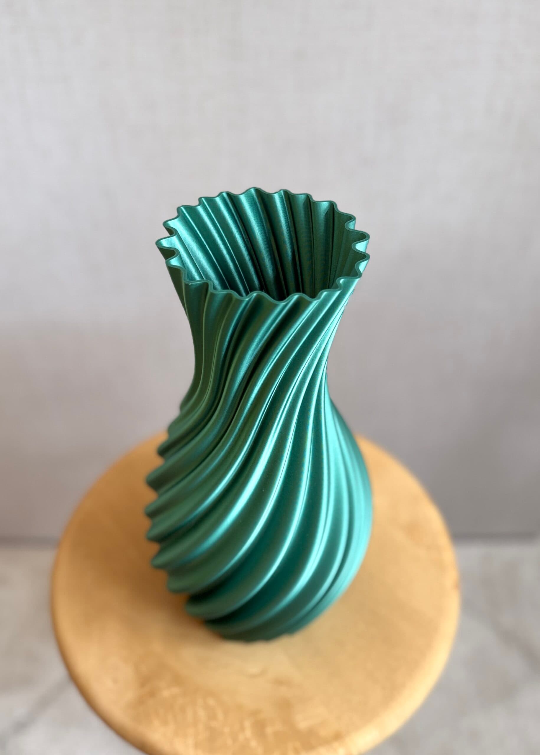 3D geprinte unieke vaas, glossy green  33cm 4