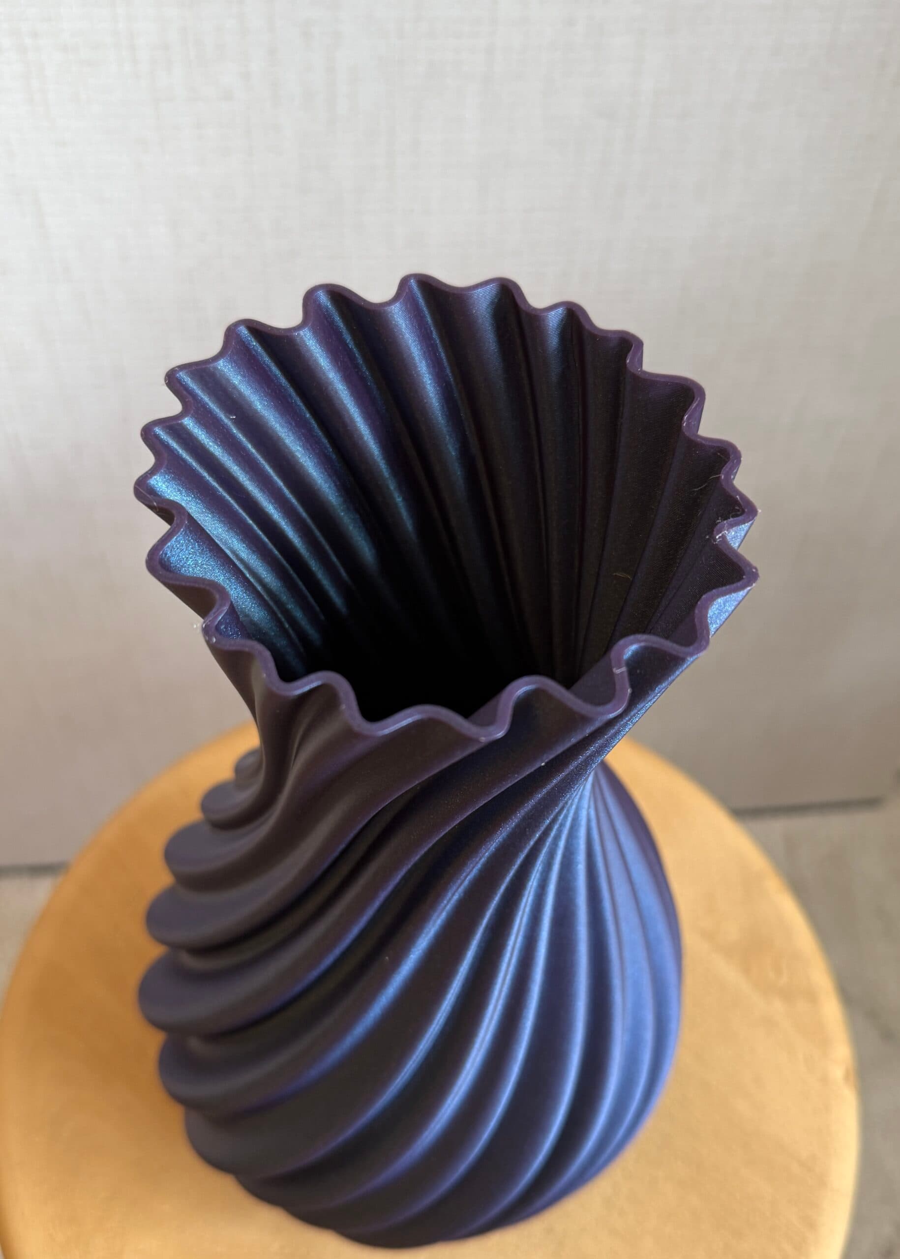 3D geprinte unieke vaas, donkerpaars blauw  33cm 4