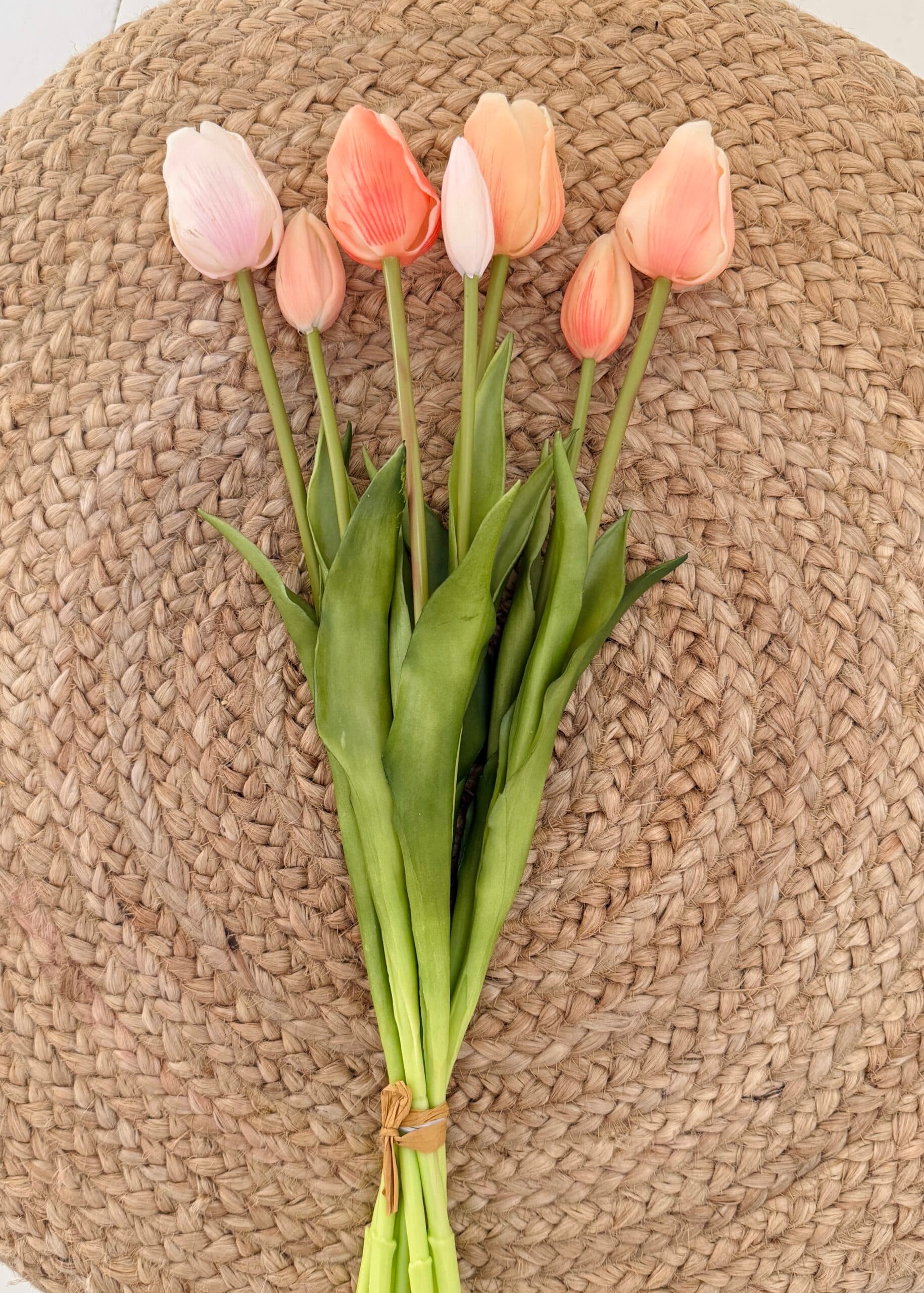 Bosje 7 tulpen oranje/peach 47cm 2