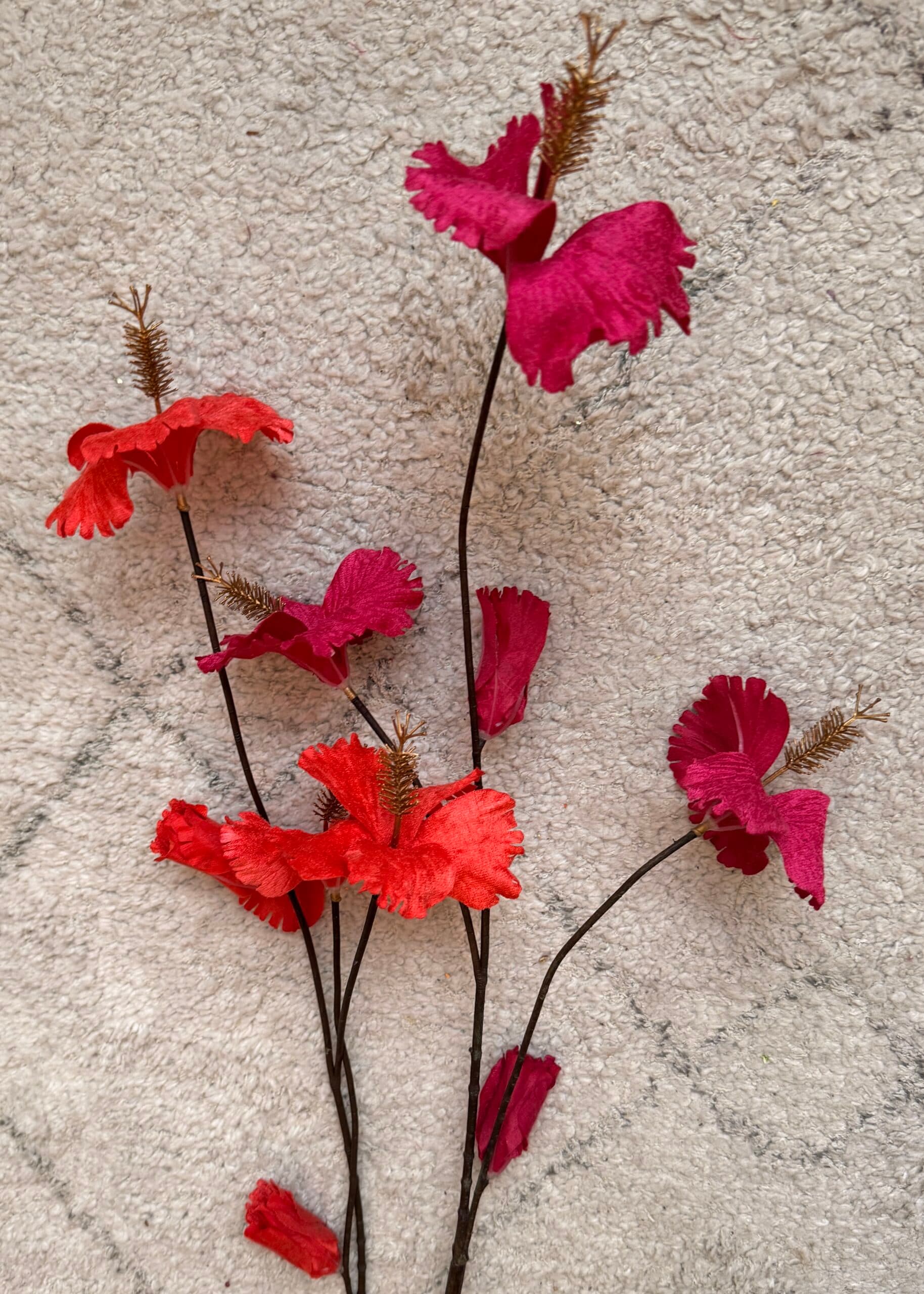 SALE 10 kunsttakken oranje/roze 4