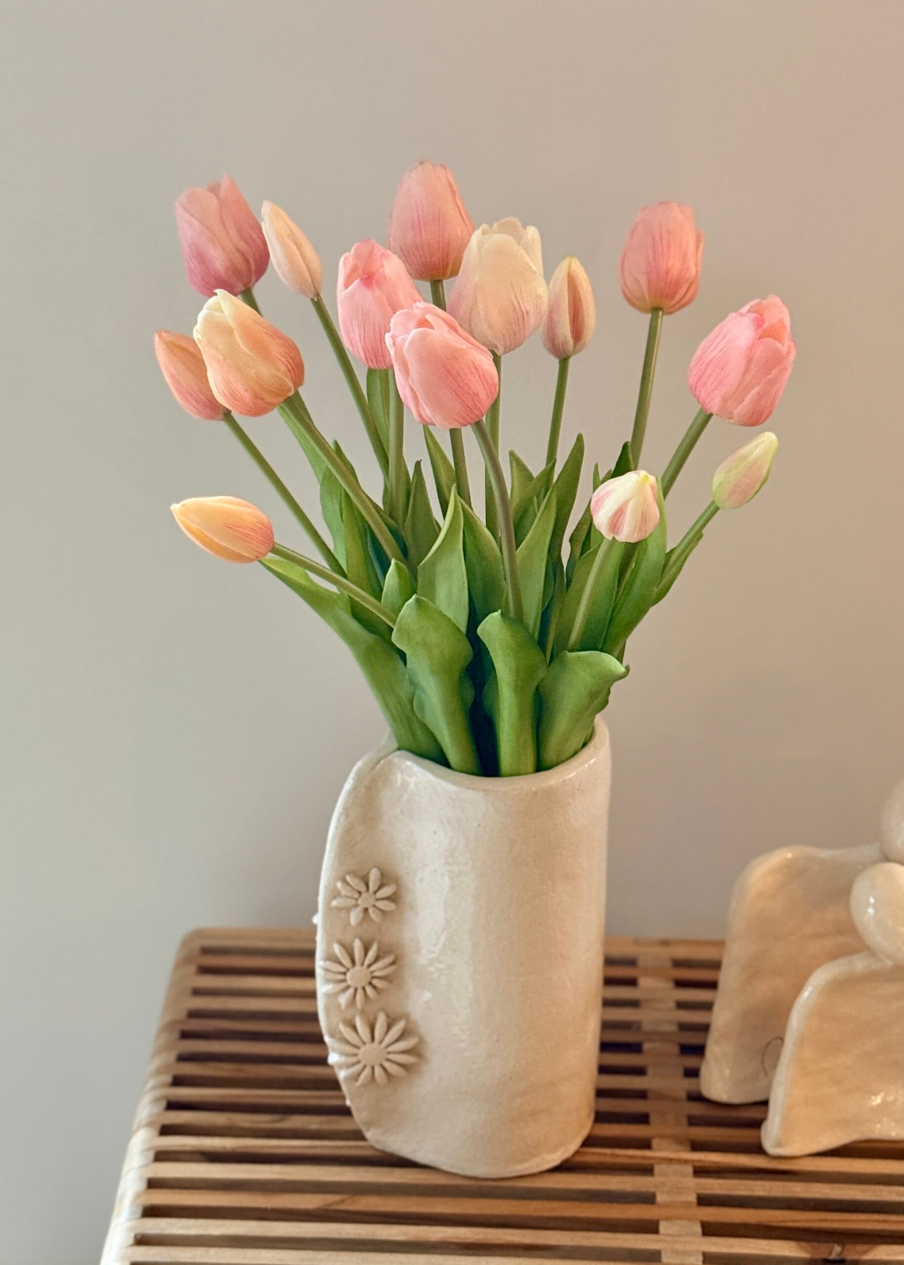 Bosje 7 kunsttulpen lichtroze 47cm
