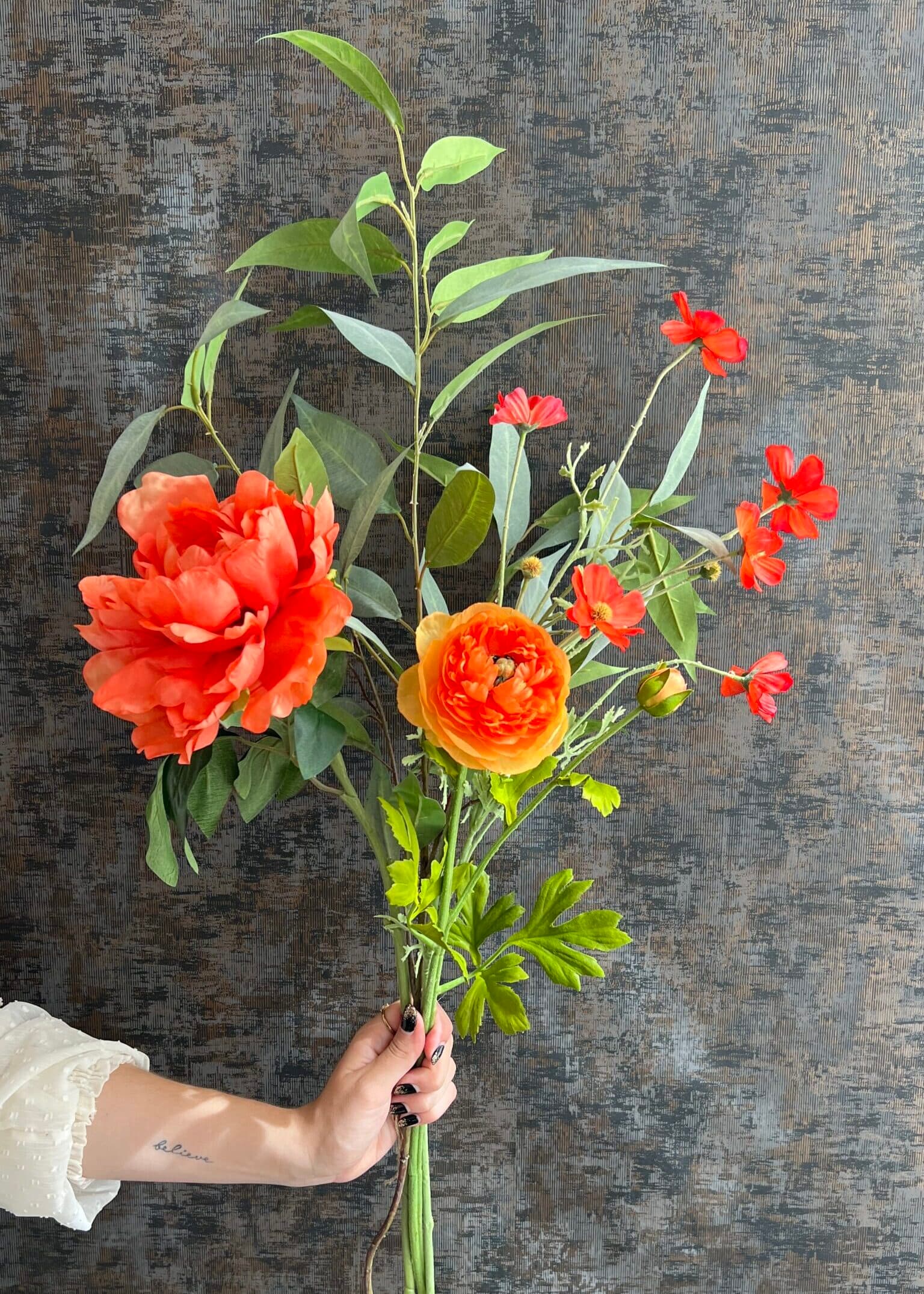 Mini boeket oranje-rood