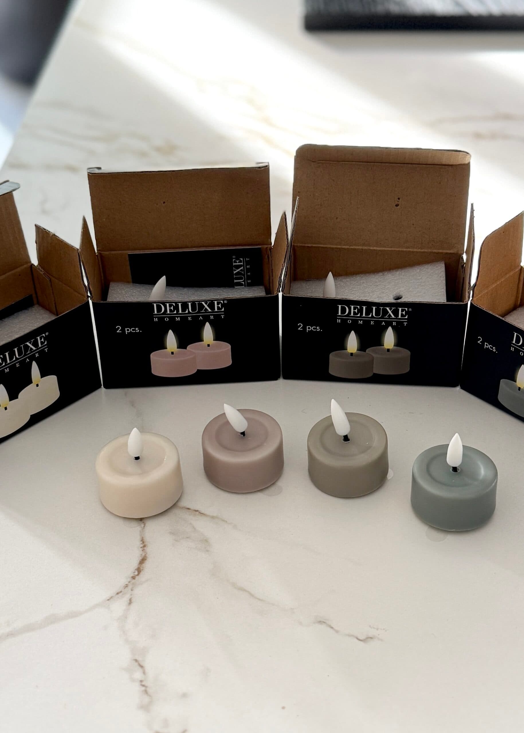 2x LED waxinelichtjes cream, klein 3